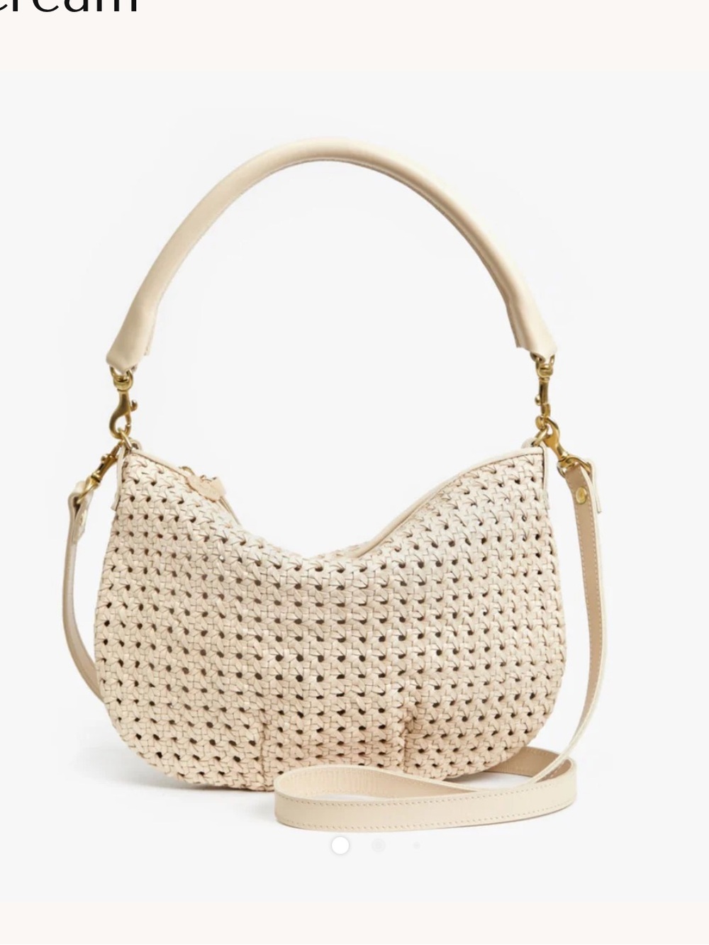 New! Clare.V moyen woven leather messenger bag in cream
